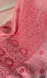 Load image into Gallery viewer, Women's Lakhnavi Handcrafted Mul Chanderi Unstitched Chikankari Full Suit Material - HONC0324503