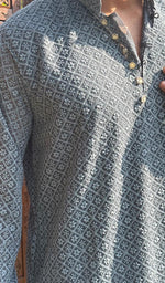 Load image into Gallery viewer, Men's Faux-Georgette Hakoba Kurta - HONC0261838