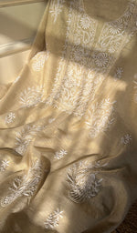 将图像加载到图库查看器中, Women's Lakhnavi Handcrafted Tissue Chanderi Unstitched Kurta And Dupatta Set - HONC0284690