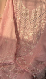 Load image into Gallery viewer, Women's Lakhnavi Handcrafted Mul Chanderi Semi - Stitched Angrakha And Dupatta Set - HONC0277641