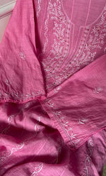 Load image into Gallery viewer, Women's Lakhnavi Handcrafted Chanderi Silk Semi - Stitched Anarkali And Dupatta Set - HONC0273164