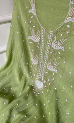 将图像加载到图库查看器中, Chidiya Women's Lakhnavi Handcrafted Mul Chanderi Unstitched Kurta And Dupatta Set- HONC0330295