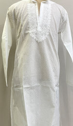 将图像加载到图库查看器中, Men's Lucknowi Handcrafted Cotton Chikankari Kurta - HONC0201089