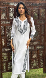 Load image into Gallery viewer, Women's Lucknowi Handcrafted Modal Cotton Chikankari Kurti - HONC0272594