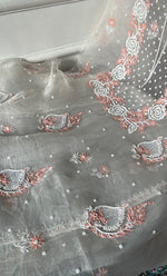 Load image into Gallery viewer, Gulaab Women's Lakhnavi Handcrafted Pure Organza Chikankari Unstitched Kurta And Dupatta Set- HONC0325122