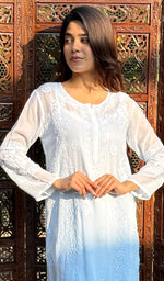 将图像加载到图库查看器中, Women's Lakhnavi Handcrafted Viscose Georgette Chikankari Kurti - HONC0207846