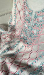 Load image into Gallery viewer, Fatima Women's Lakhnavi Handcrafted Mul Chanderi Unstitched Kurta And Dupatta Set - HONC0344580