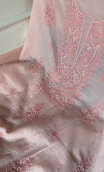 Load image into Gallery viewer, Women's Lakhnavi Handcrafted Mul Chanderi Unstitched Chikankari Full Suit Material - HONC0297193