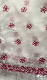 将图像加载到图库查看器中, Women's Lakhnavi Handcrafted Cotton Chikankari Unstitched Kurti Fabric - HONC0284315