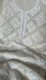 将图像加载到图库查看器中, Women's Lakhnavi Handcrafted Pure Organza Chikankari Unstitched Kurta And Dupatta Set- HONC0292518