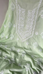 Load image into Gallery viewer, Green Cotton Unstitched Kurta And Dupatta