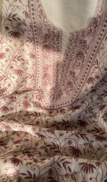 Load image into Gallery viewer, Women's Lakhnavi Handcrafted Maheshwari Mul Chanderi Unstitched Kurta And Dupatta Set - HONC0271873