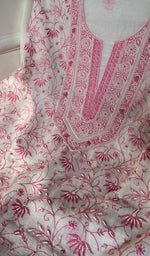 将图像加载到图库查看器中, Women's Lakhnavi Handcrafted Maheshwari Mul Chanderi Unstitched Kurta And Dupatta Set - HONC0270648