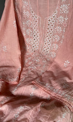 Load image into Gallery viewer, Women's Lakhnavi Handcrafted Chanderi Silk Semi - Stitched Anarkali And Dupatta Set - HONC0273152