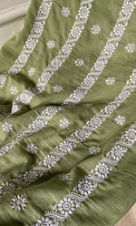 Load image into Gallery viewer, Women's Lucknowi Handcrafted Kota Cotton Chikankari Unstitched Kurta And Dupatta Set - HONC0312642