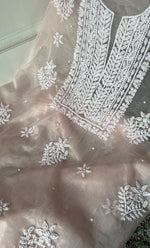 Load image into Gallery viewer, Women's Lakhnavi Handcrafted Organza Chikankari Unstitched Full Suit Material - HONC0284601