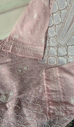 Load image into Gallery viewer, Women's Lakhnavi Handcrafted Mul Chanderi Semi Stitched Kurta And Dupatta Set
