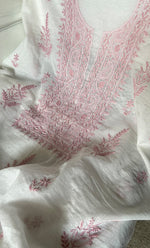 Load image into Gallery viewer, Women's Lakhnavi Handcrafted Mul Chanderi UnStitched Kurta And Dupatta Set - HONC0314673