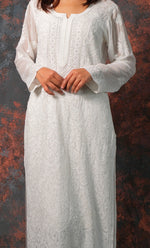 Load image into Gallery viewer, Fareeha Women's Lakhnavi Handcrafted Viscose Georgette Chikankari Kurti - HONC0276157