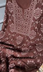 Load image into Gallery viewer, Women's Lakhnavi Handcrafted Maheshwari Mul Chanderi Unstitched Kurta And Dupatta Set- HONC0268528