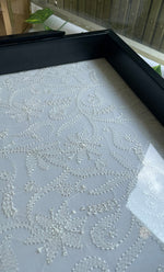 Load image into Gallery viewer, Handcrafted Chikankari Serving Tray – Elegant Wooden Frame (12.5 x 9 Inch) - HONC0263217
