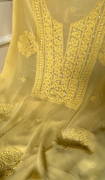 Load image into Gallery viewer, Women's Lakhnavi Handcrafted Viscose Georgette Chikankari Full Suit Material - HONC0269045