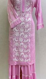 Load image into Gallery viewer, Zhavia Women's Lakhnavi Handcrafted Modal Cotton Chikankari Kurta And Gharara Set - HONC0130449