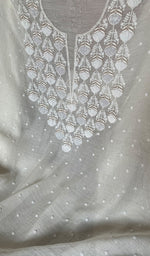 将图像加载到图库查看器中, Jazba Women's Lakhnavi Handcrafted Mul Chanderi Unstitched Kurta And Dupatta Set - HONC0298599