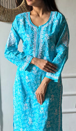将图像加载到图库查看器中, Shagufta Women's Lakhnavi Handcrafted Cotton Chikankari Kurti - HONC0350632