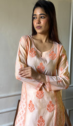 将图像加载到图库查看器中, Women's Lucknowi Handcrafted Chanderi Chikankari Kurti - HONC0285463