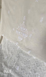 将图像加载到图库查看器中, Lucknowi Handcrafted Pure Silk Georgette Chikankari Unstitched Men's Kurta Fabric - HONC0284198