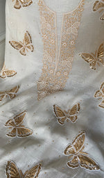Load image into Gallery viewer, Titlee Women's Lakhnavi Handcrafted Mul Chanderi Unstitched Kurta And Dupatta Set - HONC0322123