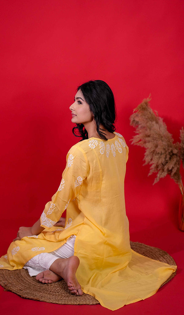 Rupam Women's Lucknowi Handcrafted Modal Cotton Chikankari Kurti - HONC0213698