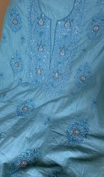 Load image into Gallery viewer, Women's Lakhnavi Handcrafted Mul Chanderi Unstitched Chikankari Full Suit Material - HONC0367213