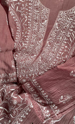 Load image into Gallery viewer, Women's Lakhnavi Handcrafted Mul Chanderi Semi -stitched Chikankari Full Suit Material - HONC0296117