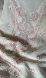 Load image into Gallery viewer, Tasbiya Women's Lakhnavi Handcrafted Mul Chanderi Unstitched Kurta And Dupatta Set - HONC0282552