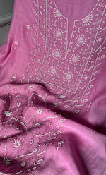 Load image into Gallery viewer, Women's Lakhnavi Handcrafted Mul Chanderi Chikankari Full Suit Material - HONC0278004