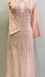 Load image into Gallery viewer, Sadaf Women's Lakhnavi Handcrafted Viscose Georgette Chikankari Kurti - HONC0174139