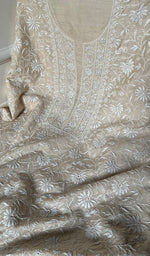 将图像加载到图库查看器中, Women's Lakhnavi Handcrafted Munga Silk Chikankari Kurta And Dupatta Set- HONC0255387