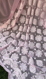 Load image into Gallery viewer, Women's Lakhnavi Handcrafted Faux-Georgette Chikankari Saree - HONC01782530