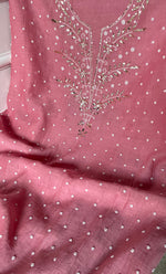 Load image into Gallery viewer, Women's Lakhnavi Handcrafted Mul Chanderi Unstitched Chikankari Full Suit Material - HONC0311943