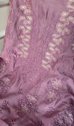 将图像加载到图库查看器中, Women's Lakhnavi Handcrafted Mul Chanderi Unstitched Kurta And Dupatta Set - HONC0277040