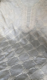 Load image into Gallery viewer, Women's Lakhnavi Handcrafted Tussar Silk Chikankari Unstitched Kurti Fabric - HONC0371823