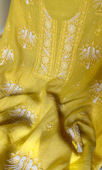 将图像加载到图库查看器中, Women's Lakhnavi Handcrafted Mul Chanderi UnStitched Kurta And Dupatta Set - HONC0295611