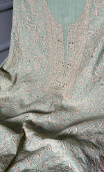 Load image into Gallery viewer, Women's Lakhnavi Handcrafted Mul Chanderi Unstitched Kurta And Dupatta Set- HONC0280882