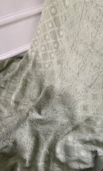 将图像加载到图库查看器中, Women's Lakhnavi Handcrafted Viscose Georgette Unstitched Chikankari Full Suit Material - HONC0319627