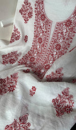 Load image into Gallery viewer, Women's Lakhnavi Handcrafted Mul Chanderi Unstitched Kurta And Dupatta Set - HONCO278138