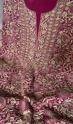 Load image into Gallery viewer, Women's Lakhnavi Handcrafted Pure Silk Georgette Chikankari Unstitched Kurta And Dupatta Set - HONC0329374