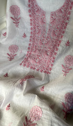 Load image into Gallery viewer, Women's Lakhnavi Handcrafted Mul Chanderi Unstitched Kurta And Dupatta Set - HONC0273064