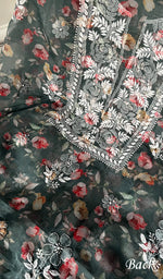 Load image into Gallery viewer, Women's Lakhnavi Handcrafted Organza Chikankari Unstitched Kurta And Dupatta Set - HONC0201451